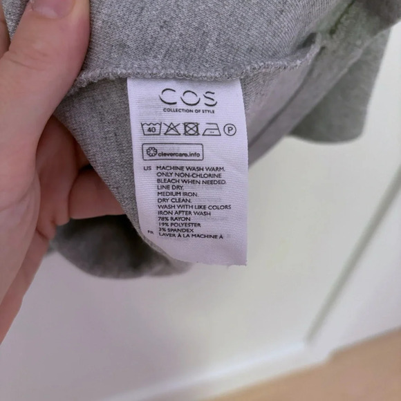 COS Gray Draped Jersey Sweater Pullover Top Corporate Work Career Size L - Picture 4 of 5